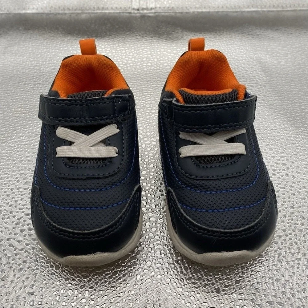 Carter's Just One You Boys Sneaker Navy Orange Hook & Loop Comfort Size 4